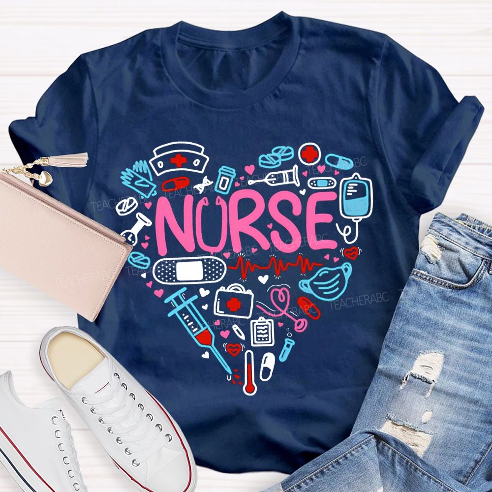 School Nurse Pink Vibes Valentine'S Day T-shirt