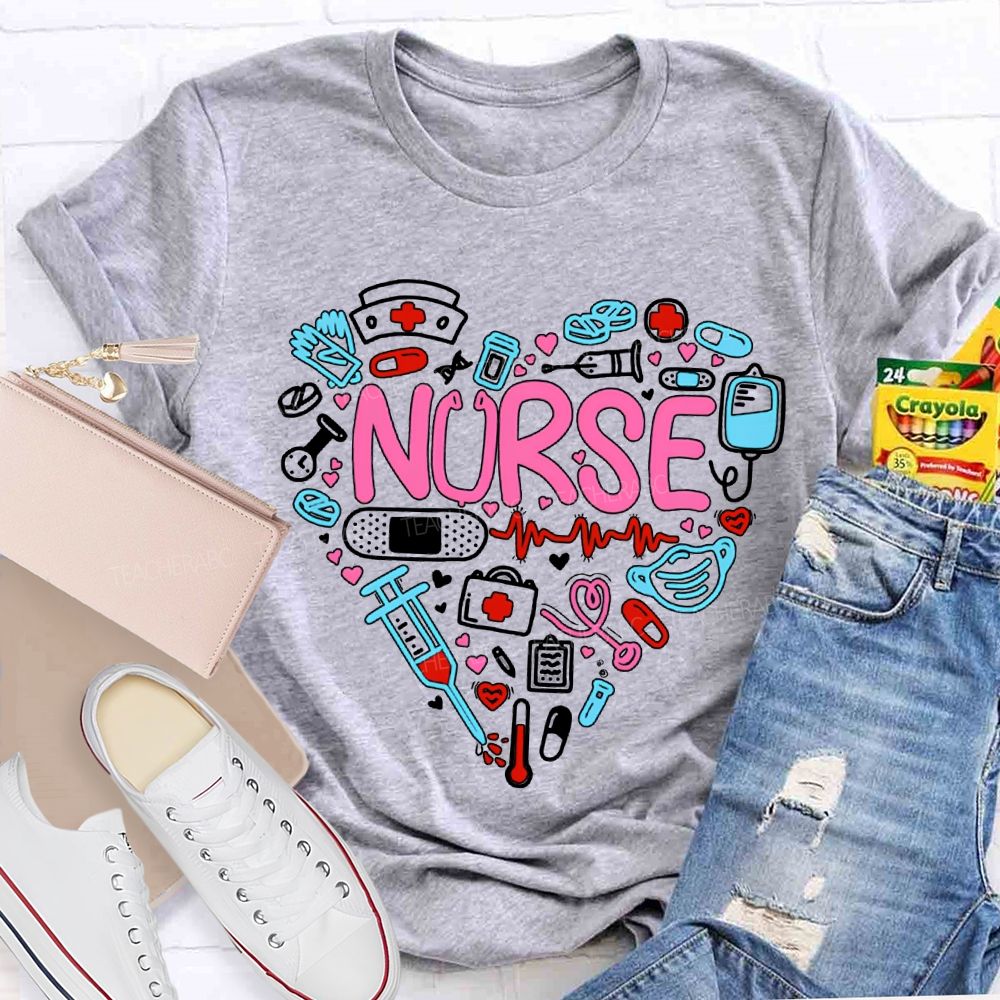 School Nurse Pink Vibes Valentine'S Day T-shirt