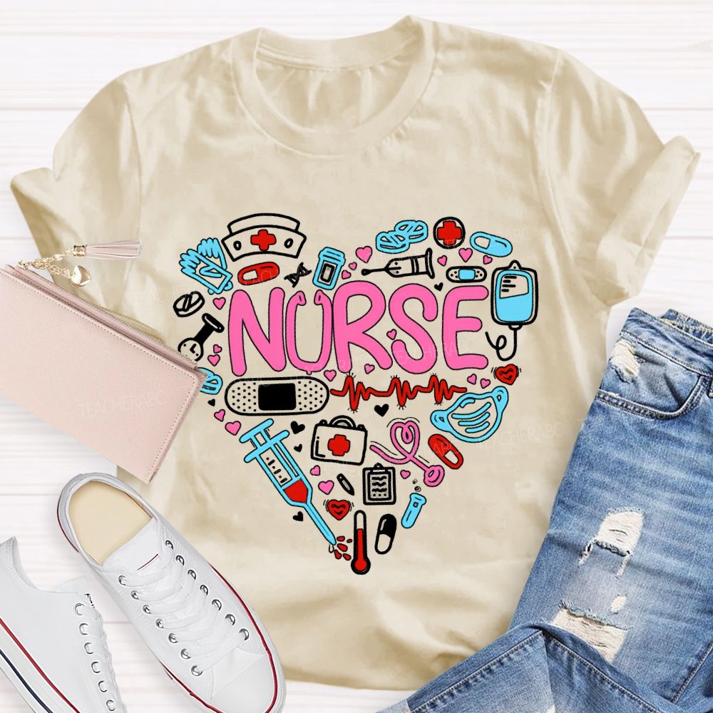 School Nurse Pink Vibes Valentine'S Day T-shirt