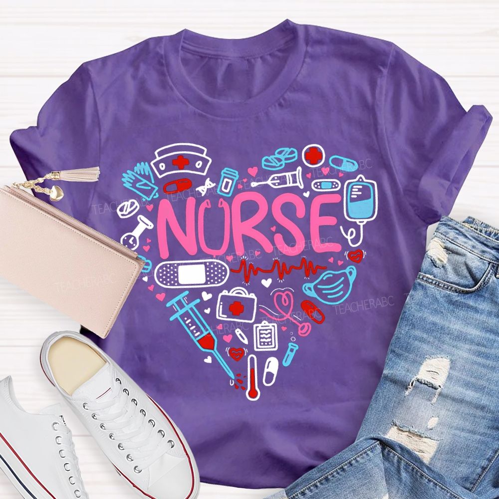 School Nurse Pink Vibes Valentine'S Day T-shirt