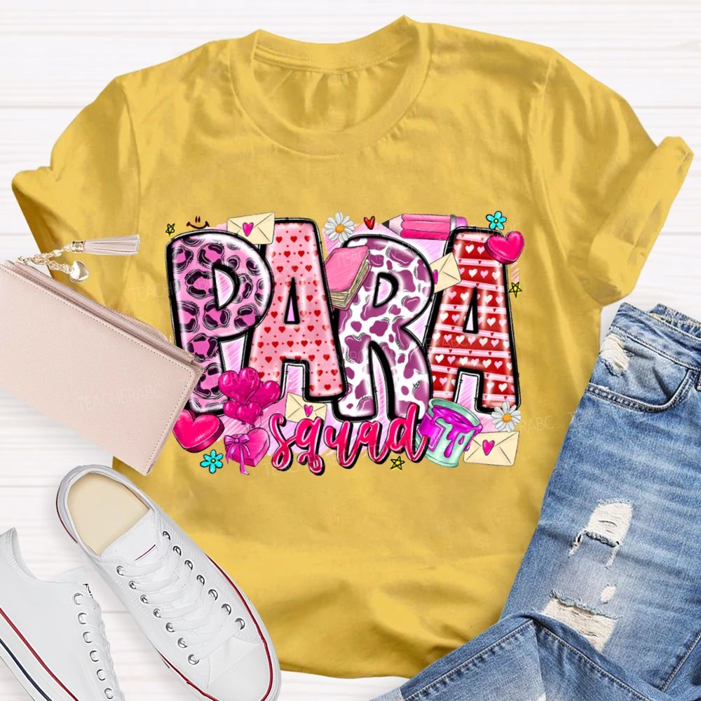 Para Squad Heart Print Valentine'S Day T-shirt
