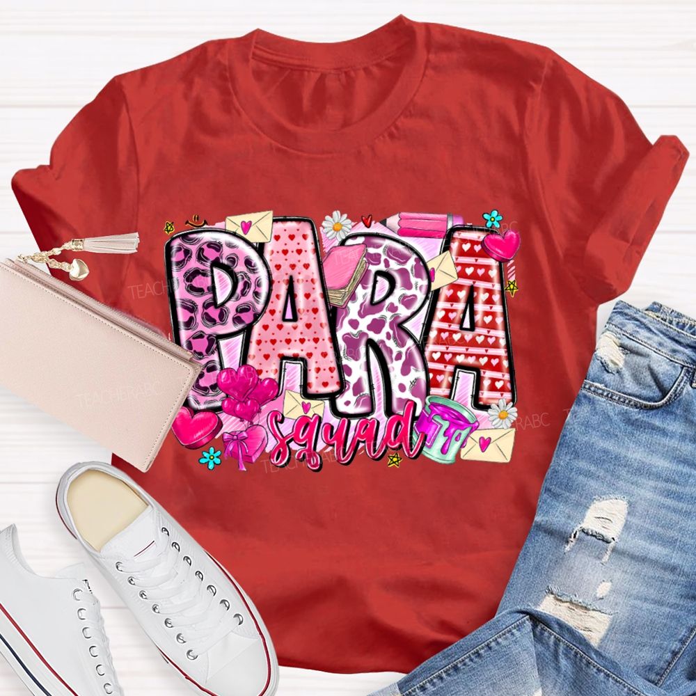 Para Squad Heart Print Valentine'S Day T-shirt