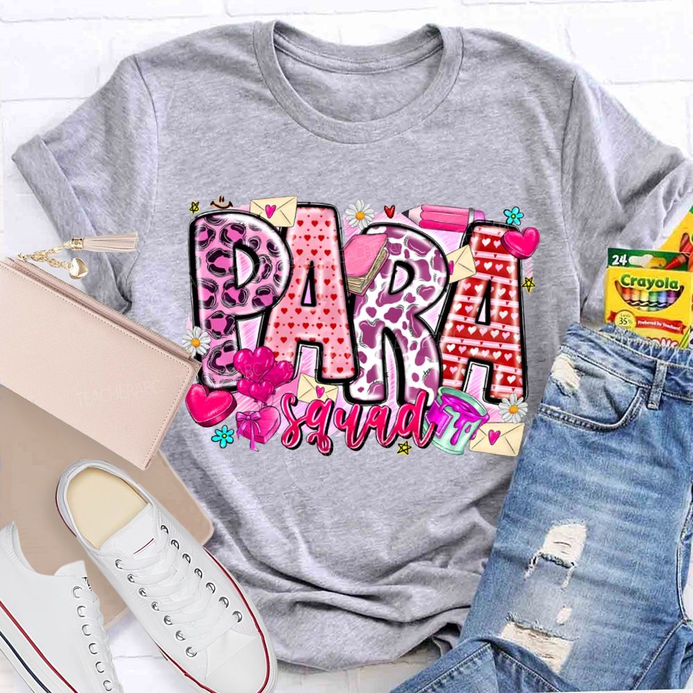 Para Squad Heart Print Valentine'S Day T-shirt