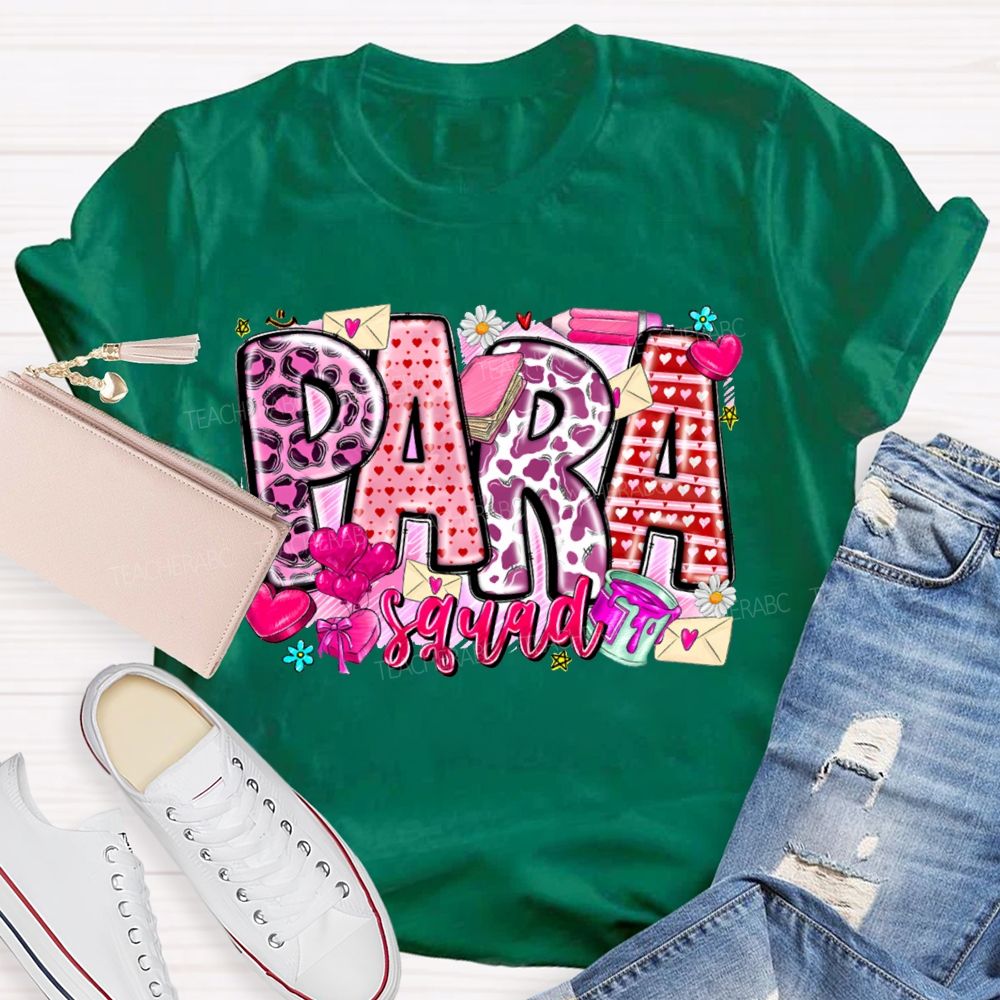 Para Squad Heart Print Valentine'S Day T-shirt