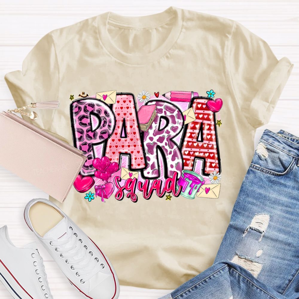 Para Squad Heart Print Valentine'S Day T-shirt