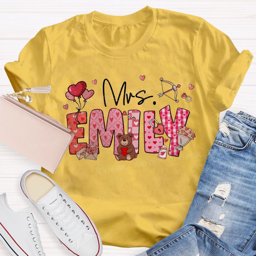 Personalized Name Heart-Shaped Fonts T-shirt