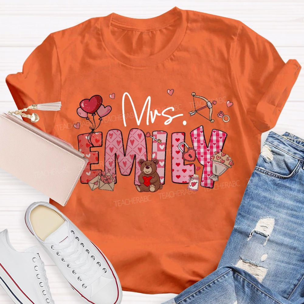 Personalized Name Heart-Shaped Fonts T-shirt