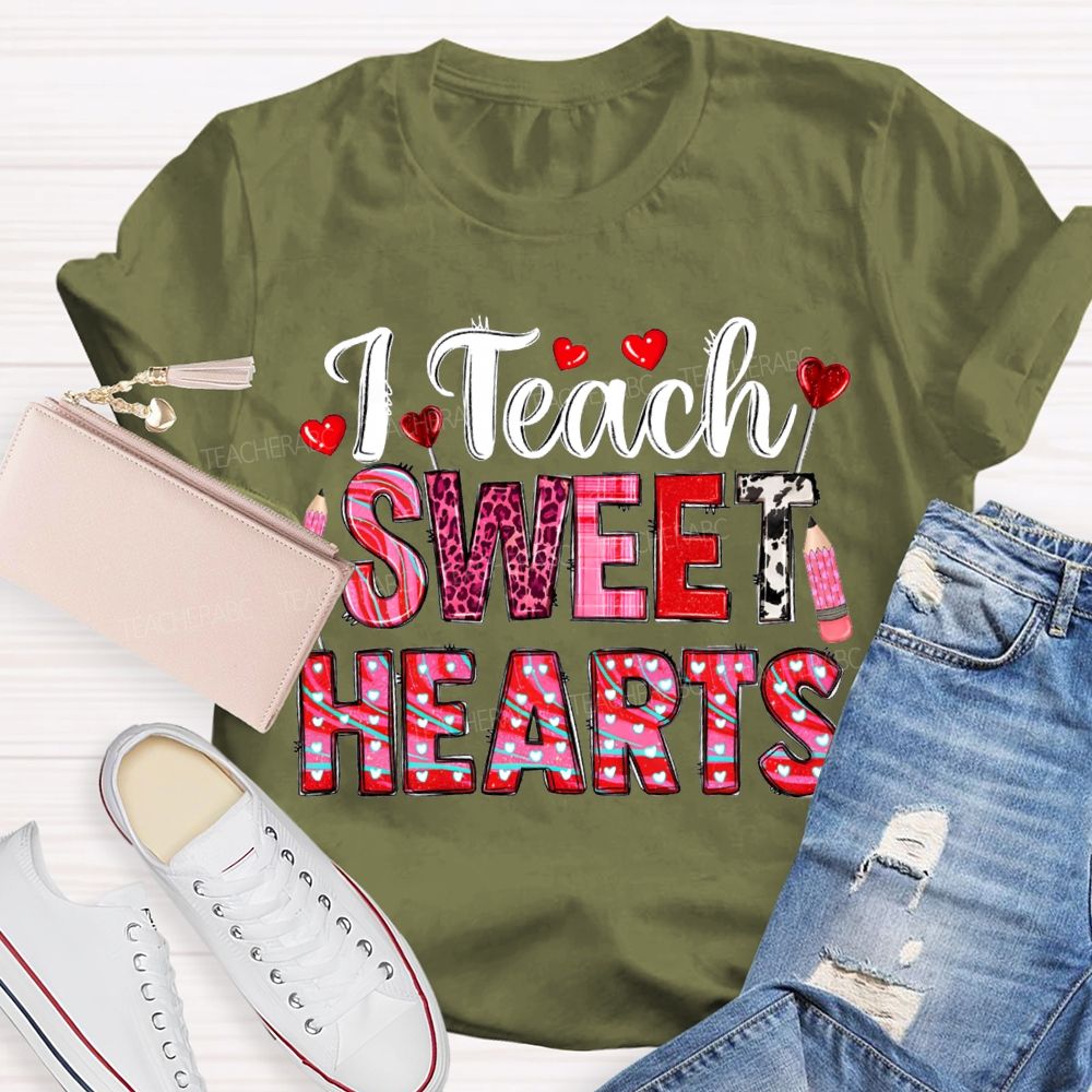 T Teach Sweet Hearts And Heart Fonts Valentine'S Day T-shirt