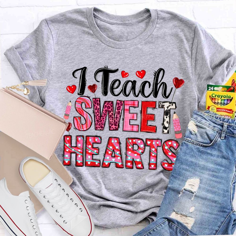 T Teach Sweet Hearts And Heart Fonts Valentine'S Day T-shirt