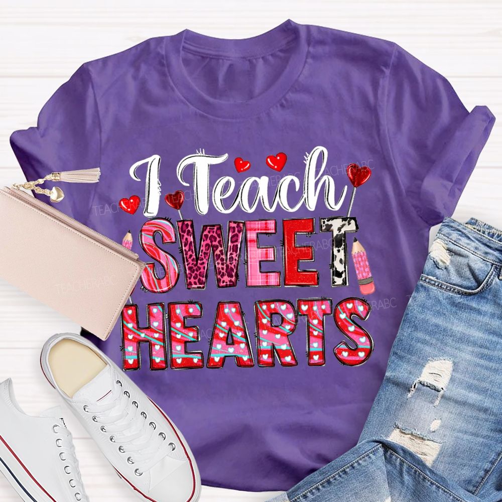 T Teach Sweet Hearts And Heart Fonts Valentine'S Day T-shirt