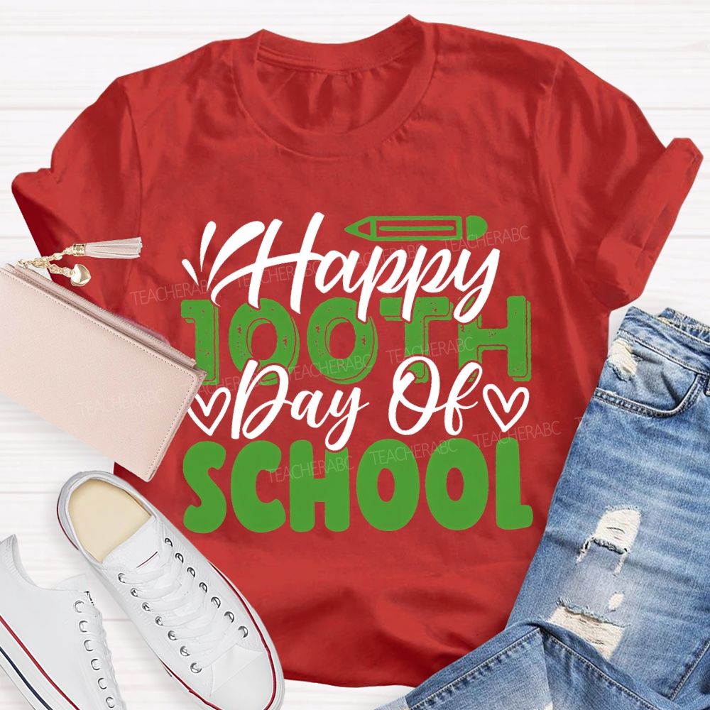 Happy 100th Day Of School Pencil Print T-shirt