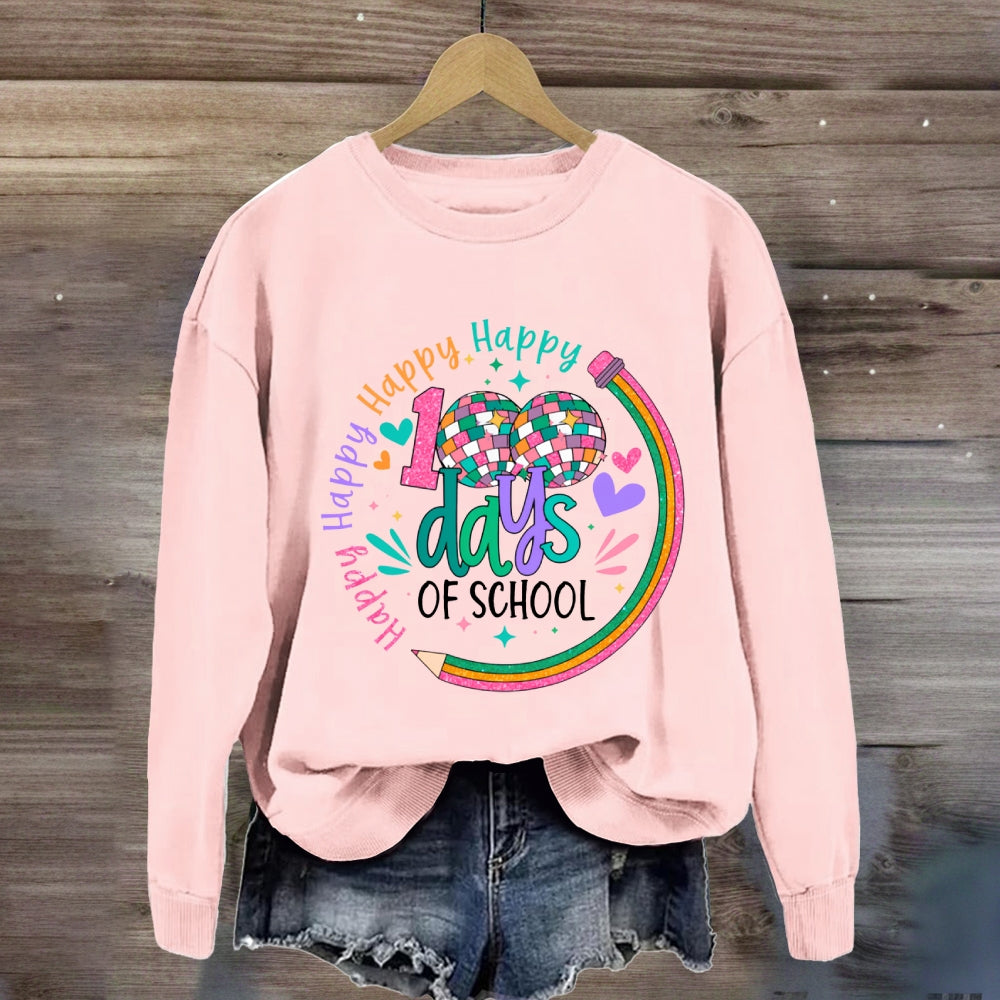 100 Days Of School Happy Colorful Heart Sweatshirt