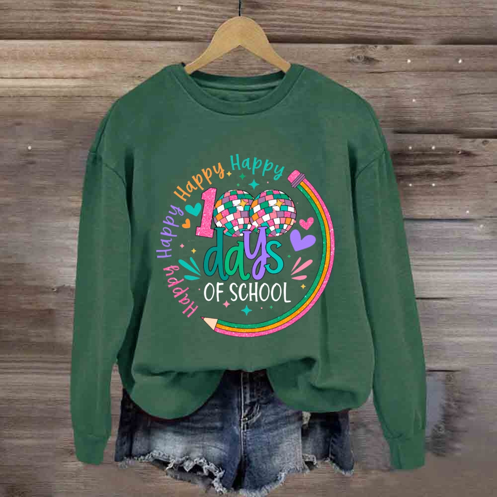 100 Days Of School Happy Colorful Heart Sweatshirt