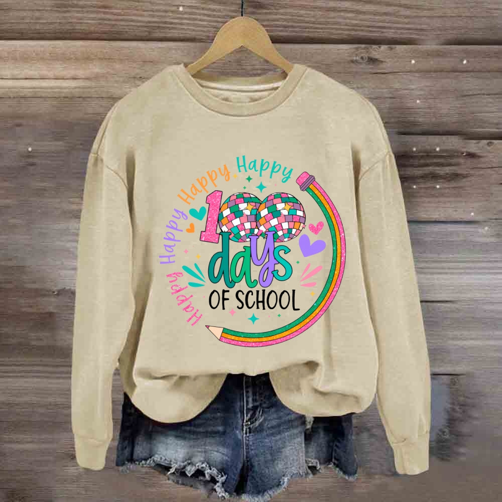 100 Days Of School Happy Colorful Heart Sweatshirt