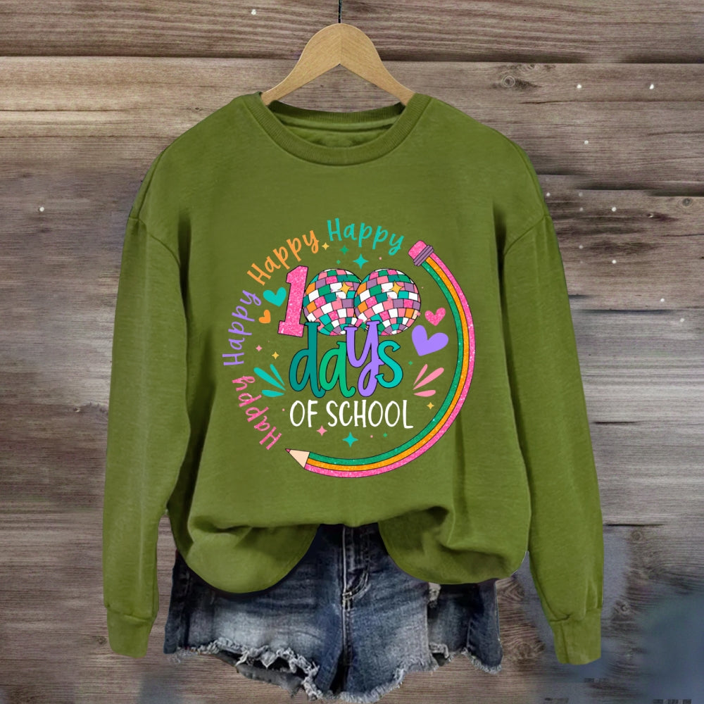 100 Days Of School Happy Colorful Heart Sweatshirt