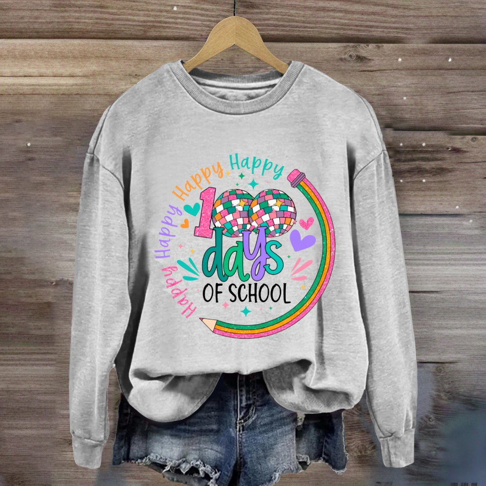 100 Days Of School Happy Colorful Heart Sweatshirt