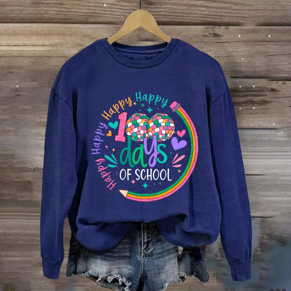 100 Days Of School Happy Colorful Heart Sweatshirt