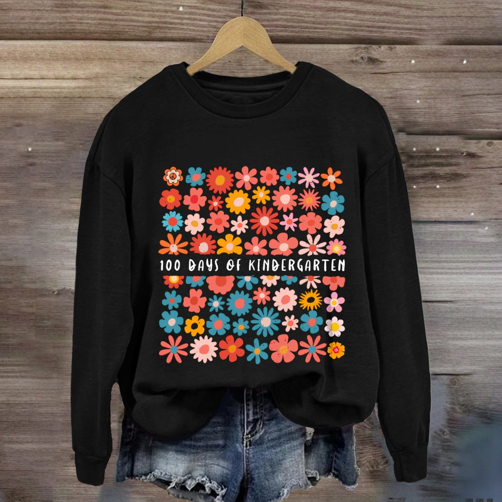 Personalized Grade 100 Days Of Kindergarten Colorful Little Flowers Sweatshirt
