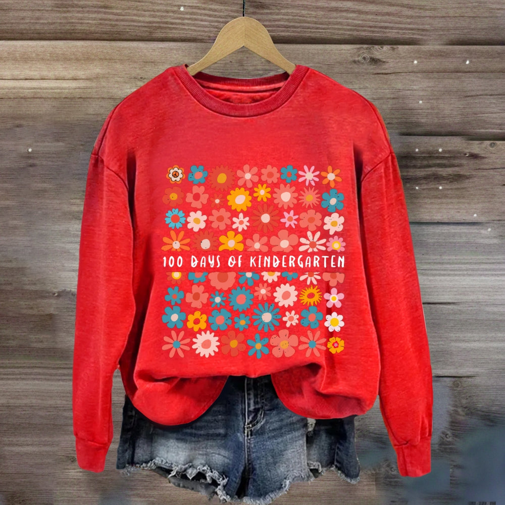 Personalized Grade 100 Days Of Kindergarten Colorful Little Flowers Sweatshirt