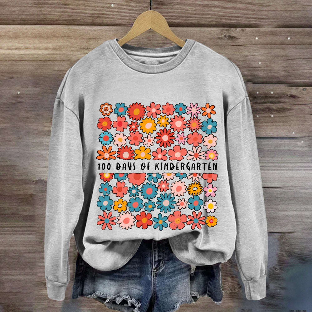 Personalized Grade 100 Days Of Kindergarten Colorful Little Flowers Sweatshirt