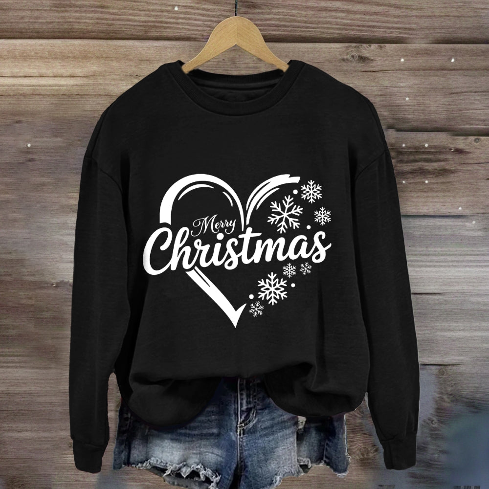 Merry Christmas Snow Heart Sweatshirt