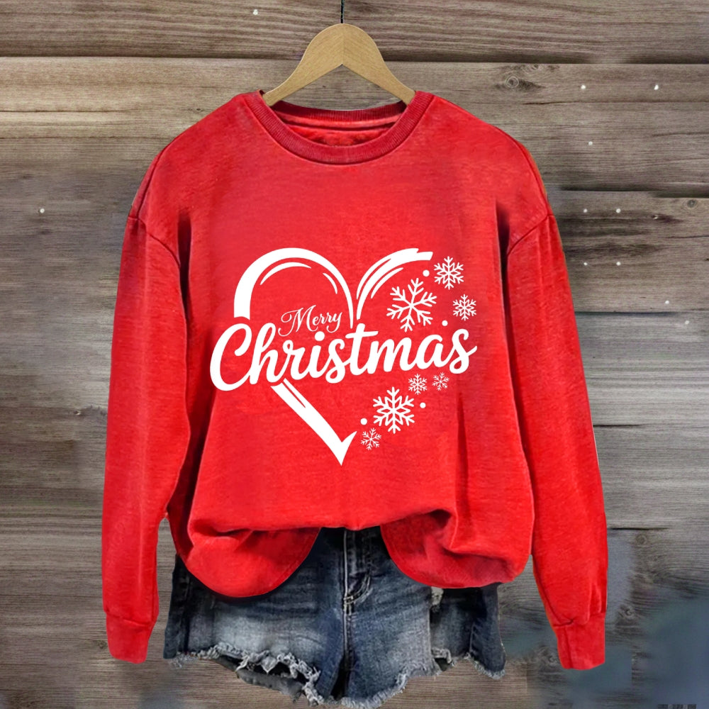 Merry Christmas Snow Heart Sweatshirt