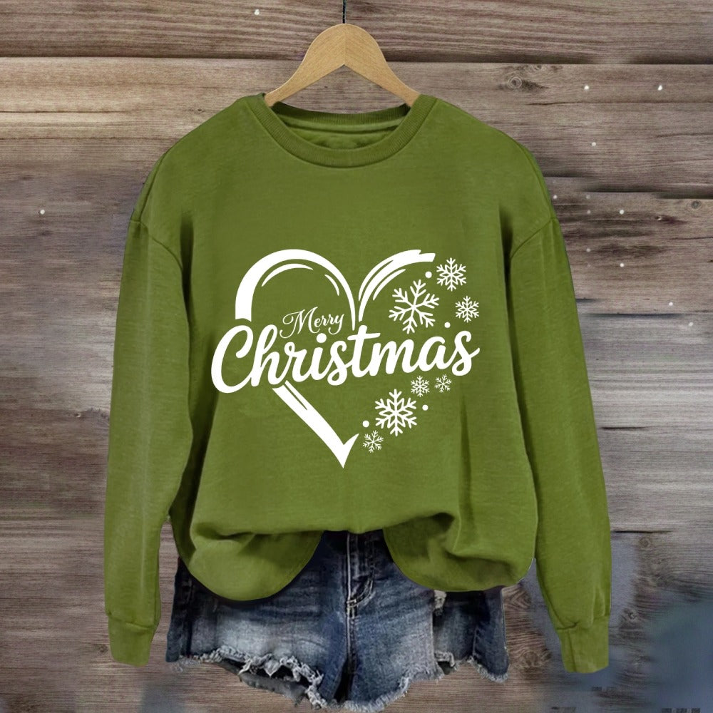 Merry Christmas Snow Heart Sweatshirt