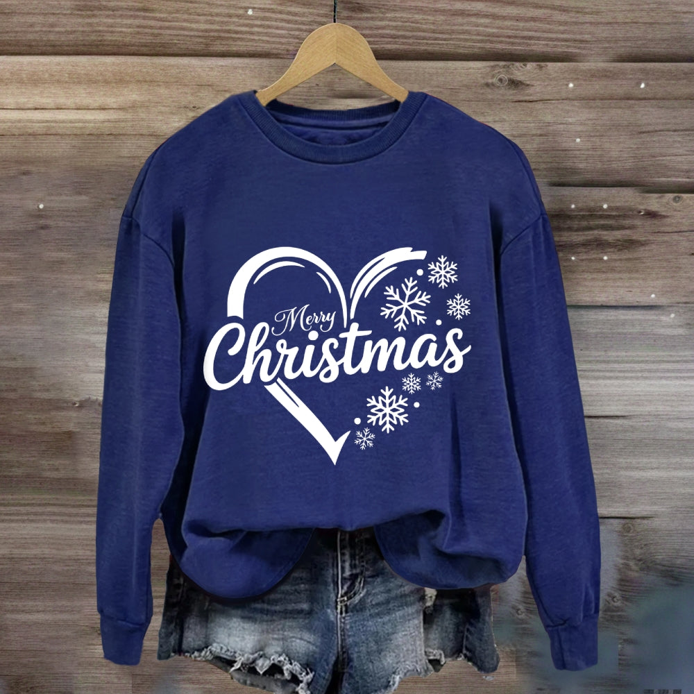 Merry Christmas Snow Heart Sweatshirt