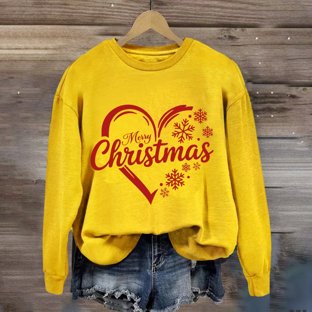 Merry Christmas Snow Heart Sweatshirt
