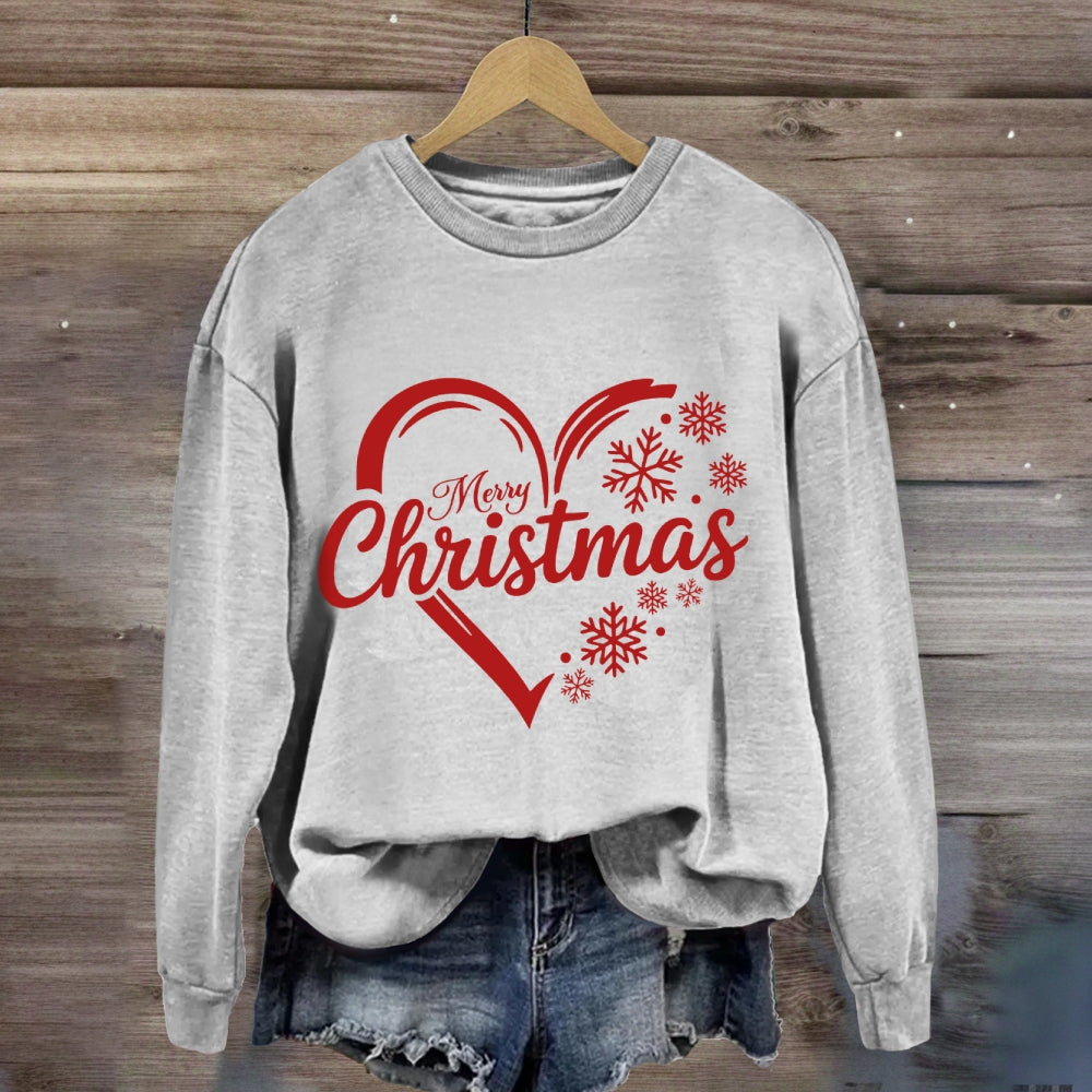 Merry Christmas Snow Heart Sweatshirt