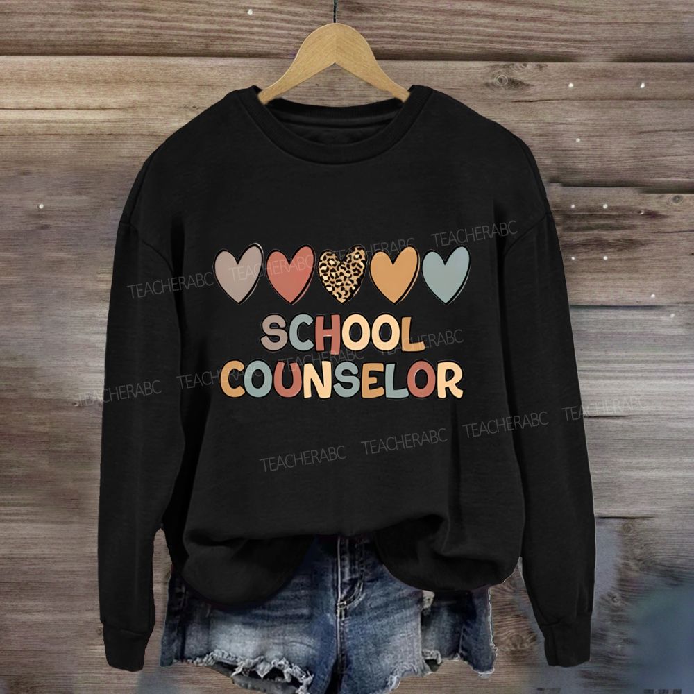 School Counselor Colorful Heart Print Sweatshirt