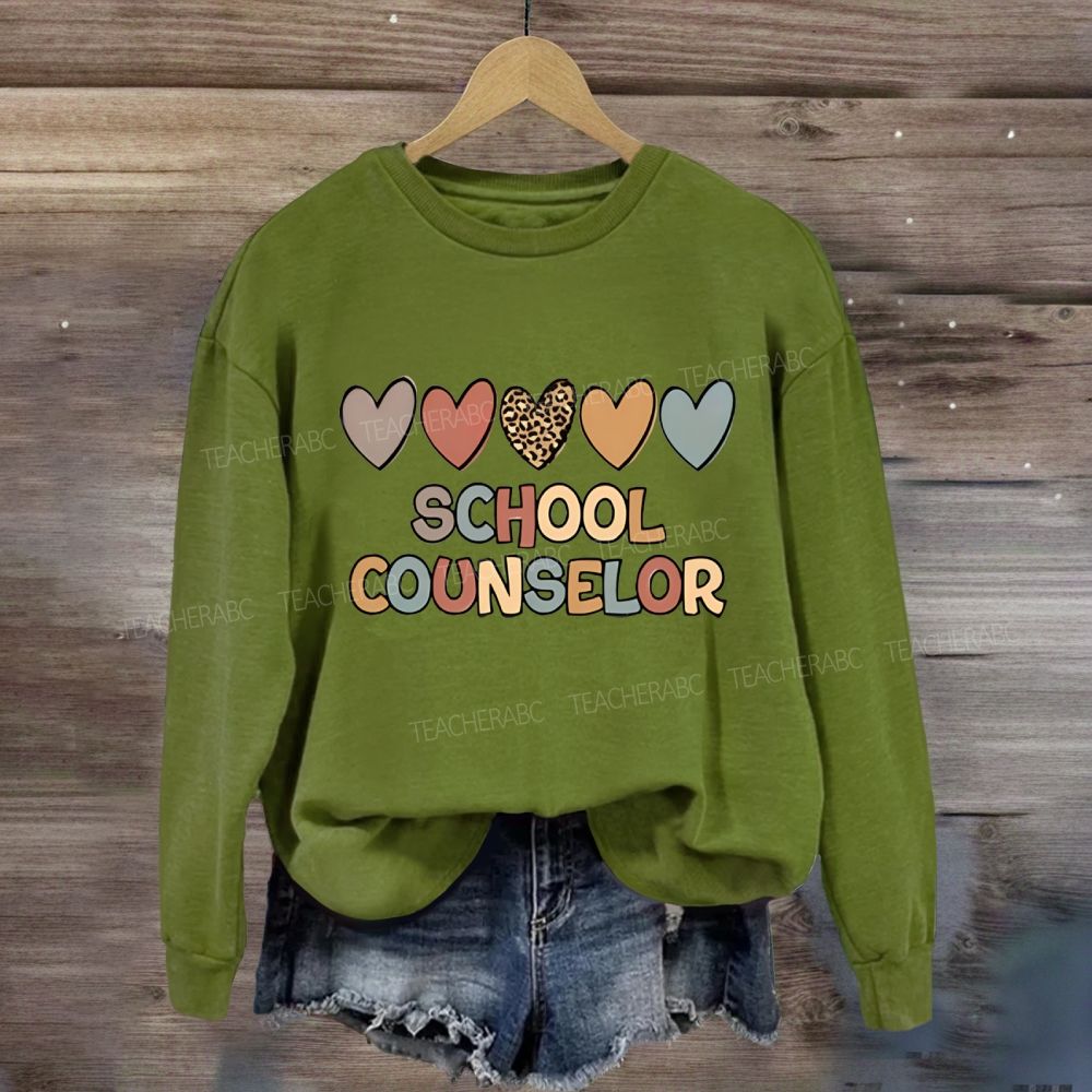 School Counselor Colorful Heart Print Sweatshirt
