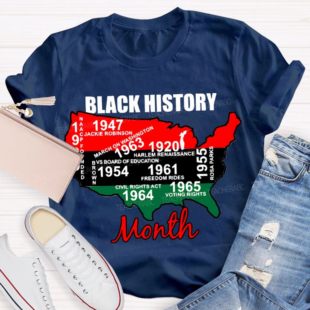 Black History Month Color Patchwork Print T-shirt