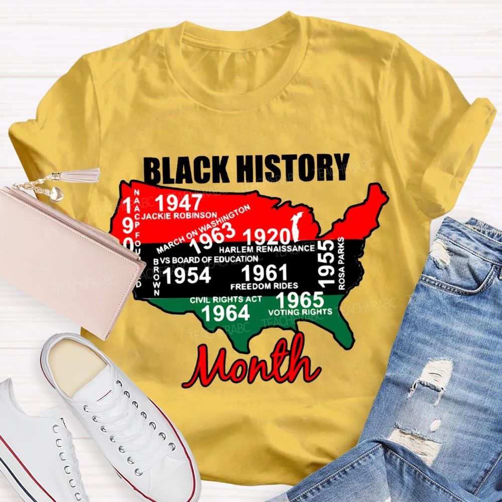 Black History Month Color Patchwork Print T-shirt