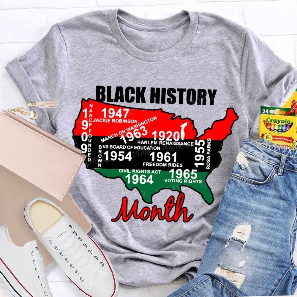Black History Month Color Patchwork Print T-shirt