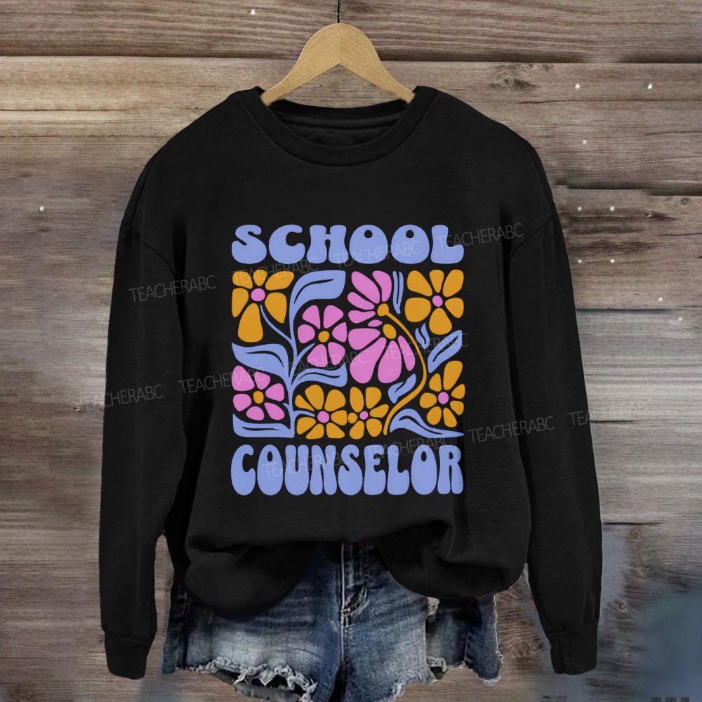 School Counselor Colorful Floral Sweatshirt