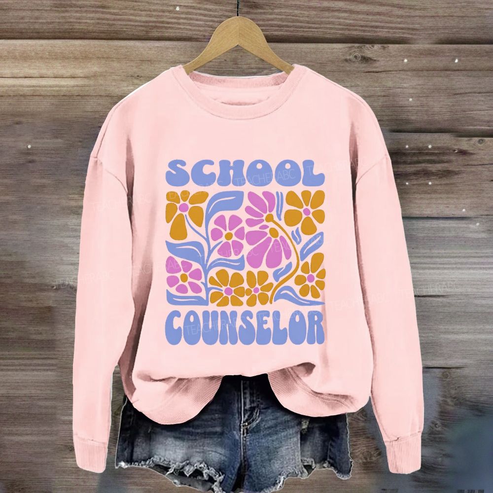 School Counselor Colorful Floral Sweatshirt