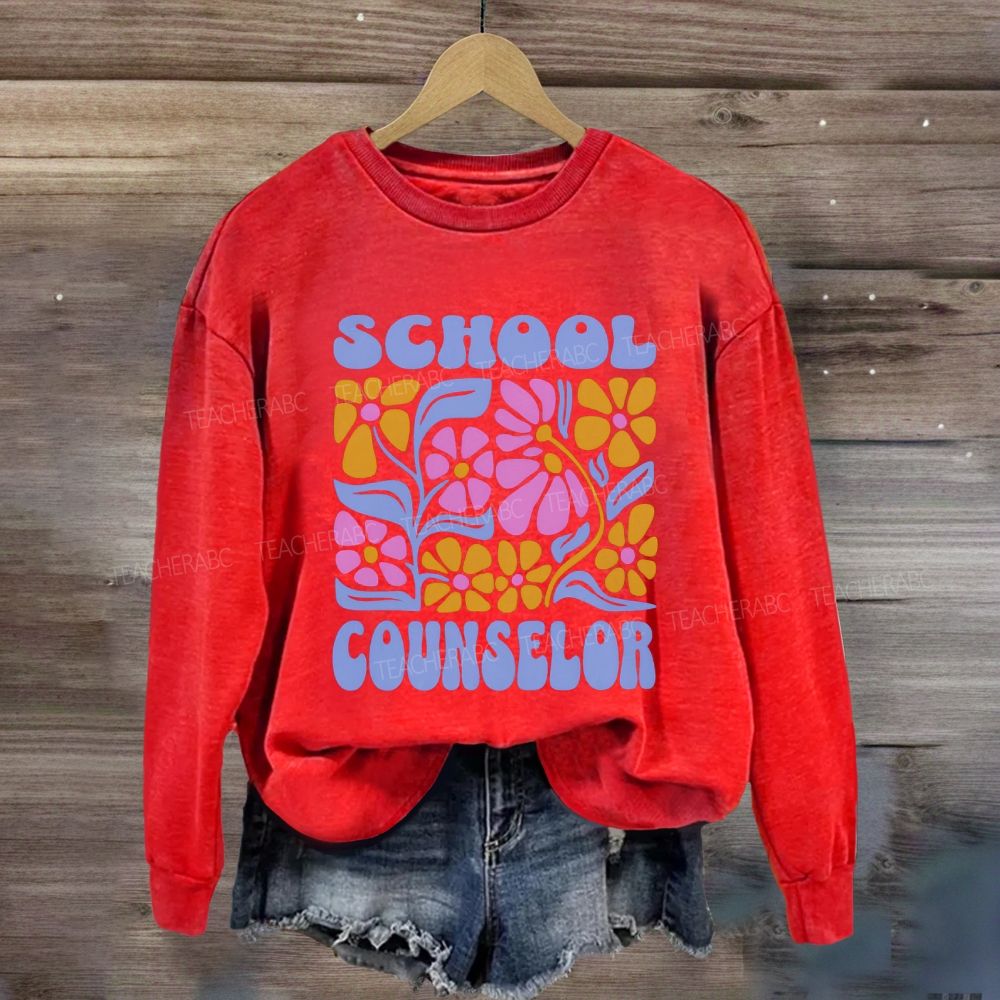 School Counselor Colorful Floral Sweatshirt