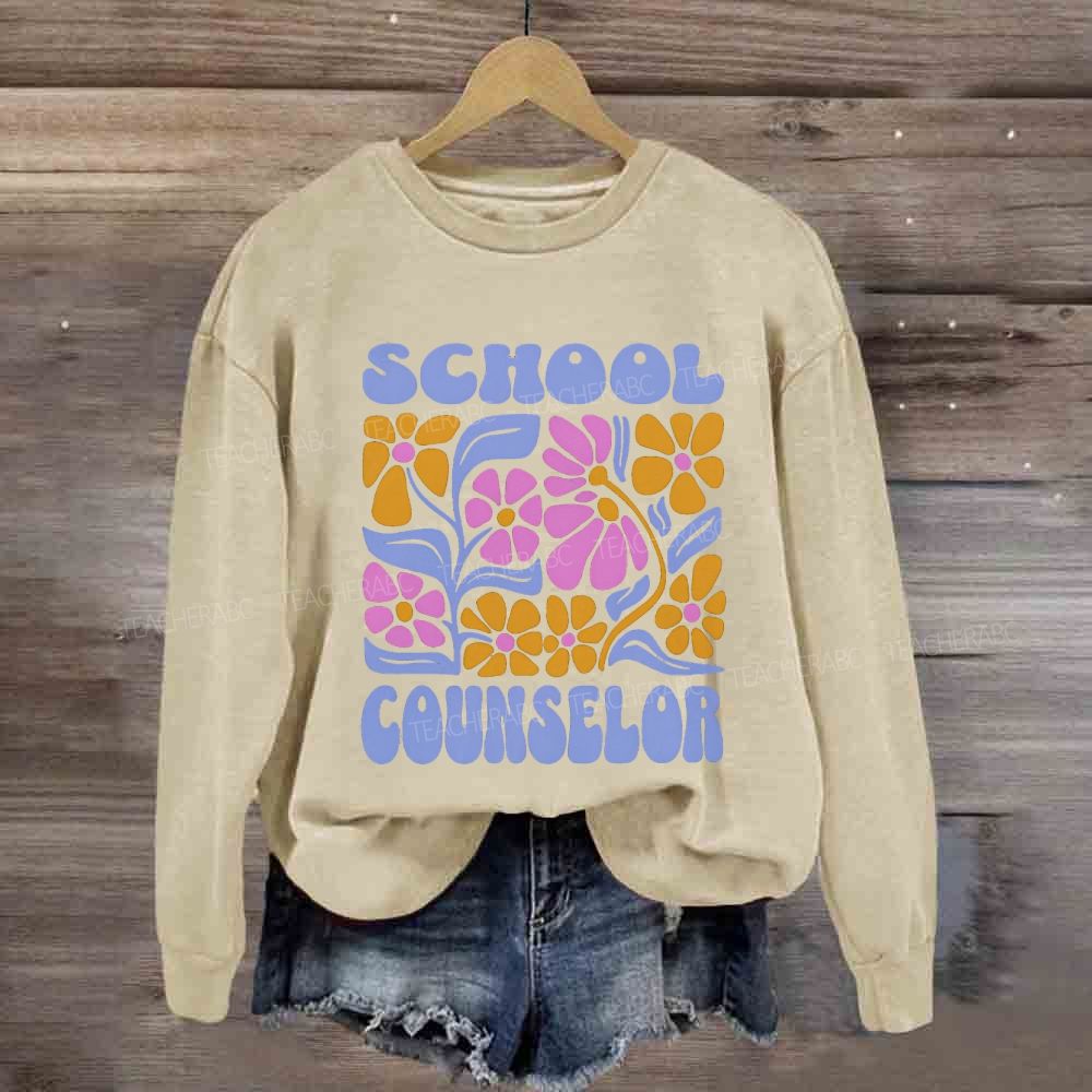 School Counselor Colorful Floral Sweatshirt