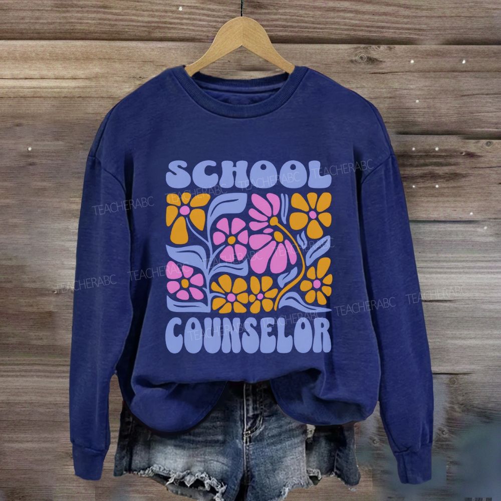 School Counselor Colorful Floral Sweatshirt