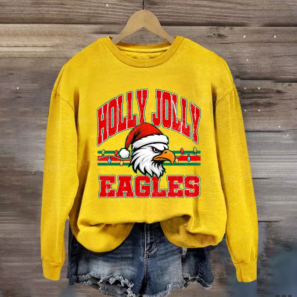 Personalized Mascot Holly Jolly Eagles Merry Christmas Sweatshirt
