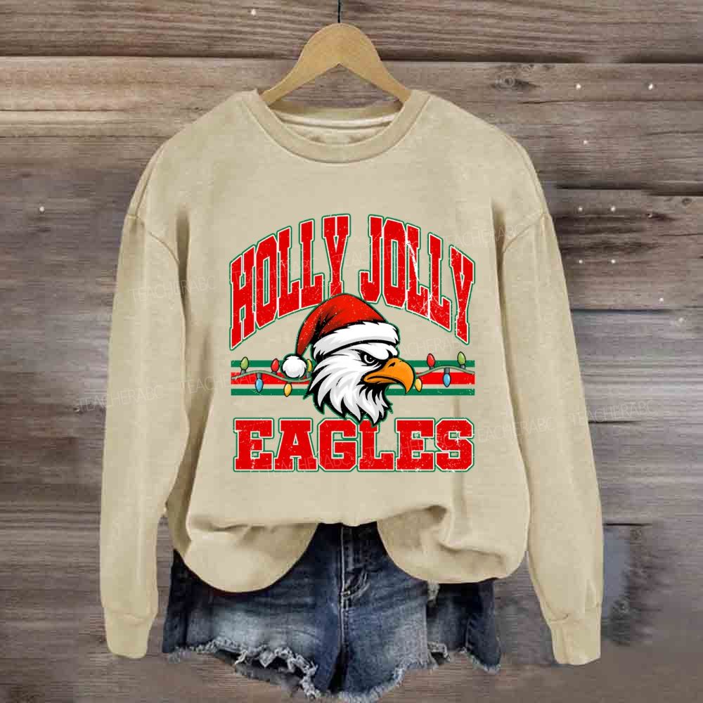 Personalized Mascot Holly Jolly Eagles Merry Christmas Sweatshirt
