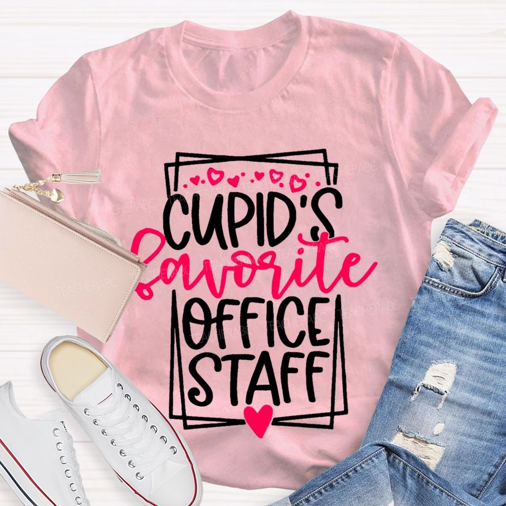 Cupid'S Favorite Office Staff Heart Print T-shirt