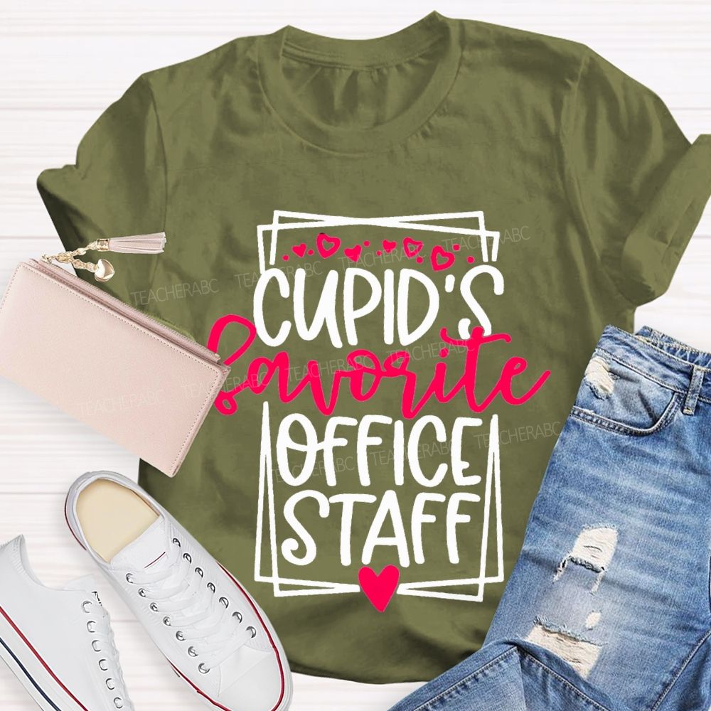 Cupid'S Favorite Office Staff Heart Print T-shirt