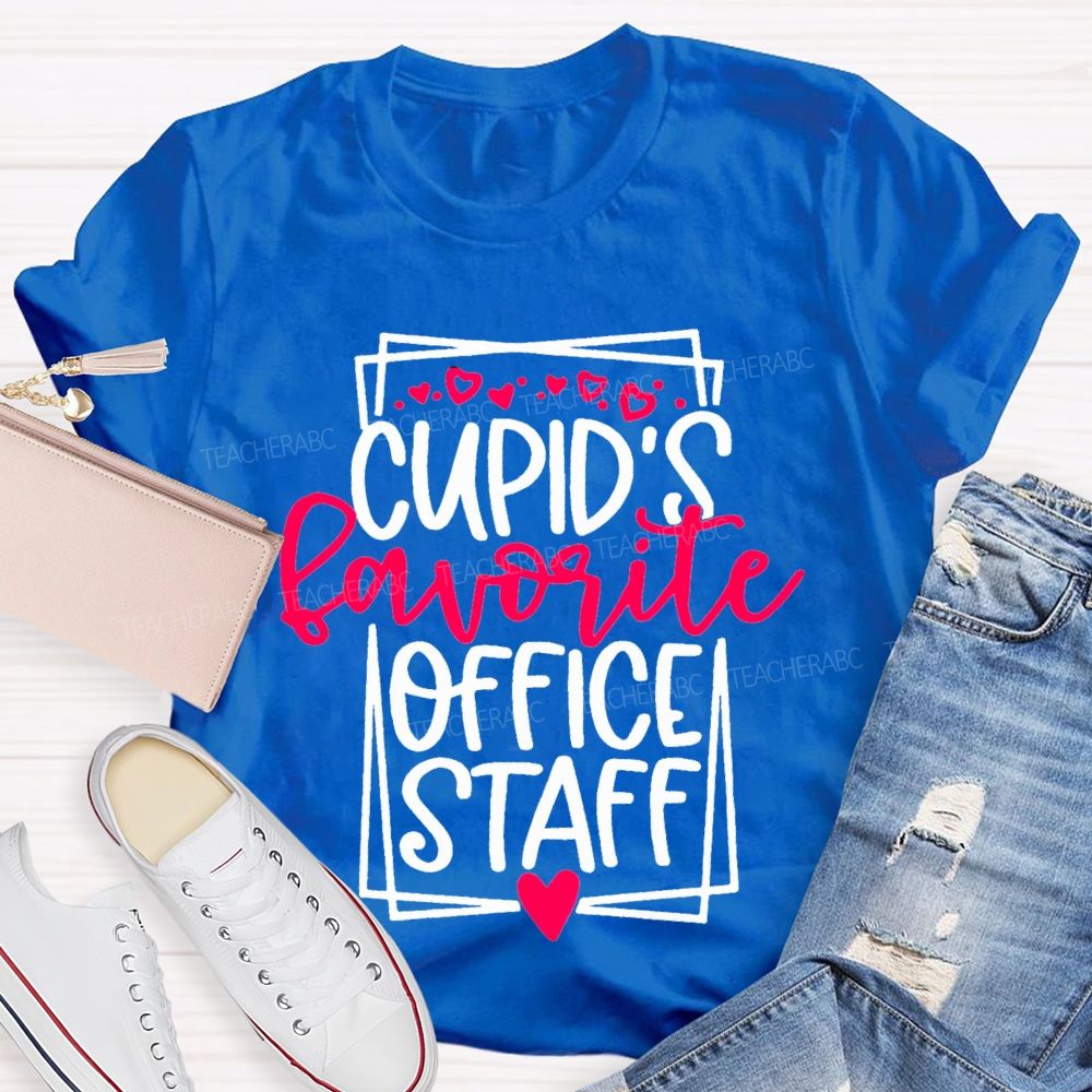 Cupid'S Favorite Office Staff Heart Print T-shirt