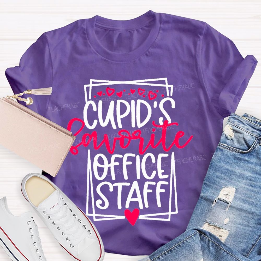 Cupid'S Favorite Office Staff Heart Print T-shirt