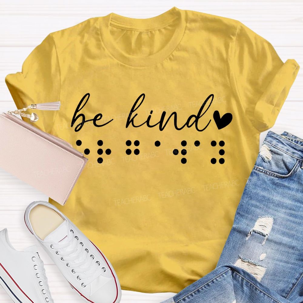 Be Kind Polka Dot And Heart Print T-shirt