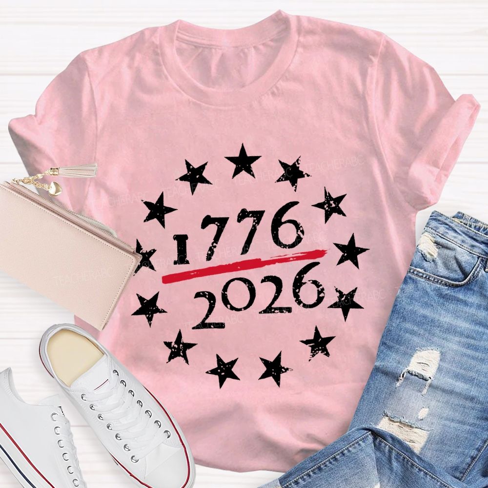 From 1776 To 2026 250th Anniversary Star Print T-shirt