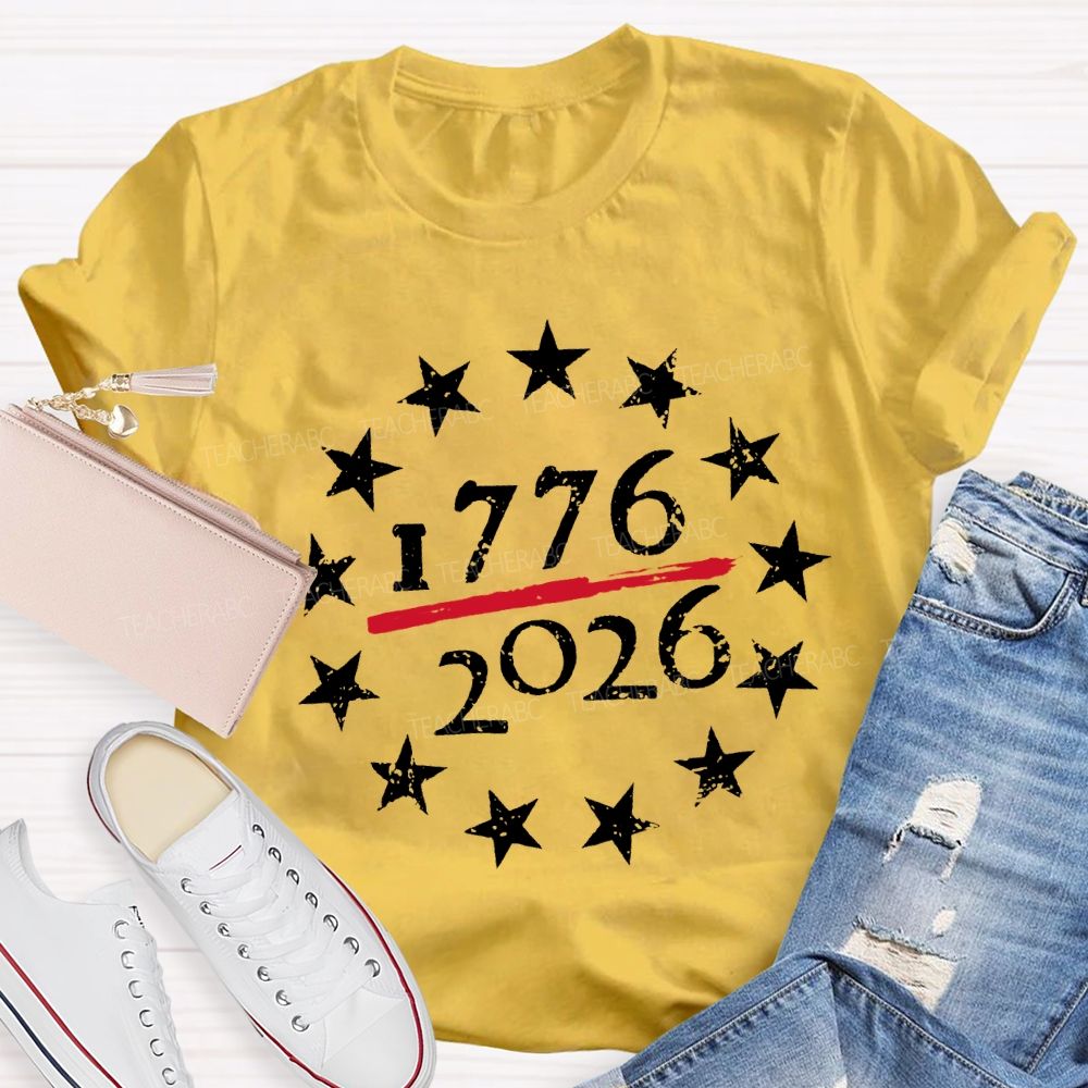 From 1776 To 2026 250th Anniversary Star Print T-shirt
