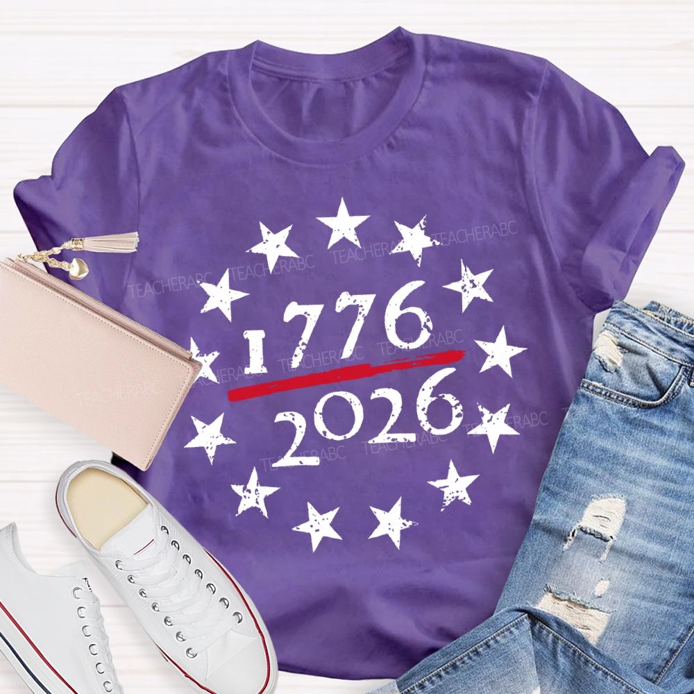 From 1776 To 2026 250th Anniversary Star Print T-shirt